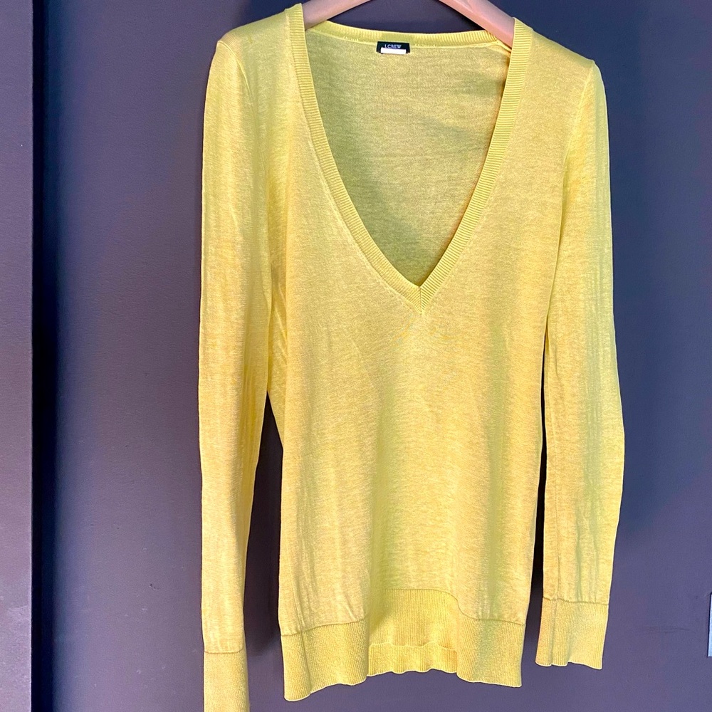 J.Crew Silk & Linen Sweater, Yellow, Size XS